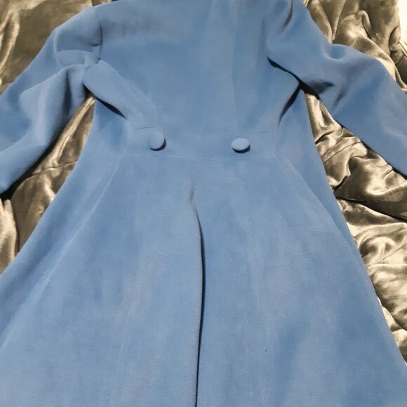 Vintage-Inspired Long Powder Blue Wool Princess Coat - NWOT - Picture 6 of 7